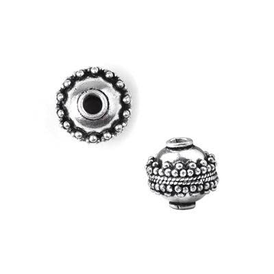 13mm Antique Silver Plated Bali Style Ornate Large Hole Round Beads (3 Pieces)
