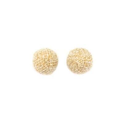10mm Handmade Woven Rattan Straw Round Bead (2 Pieces)