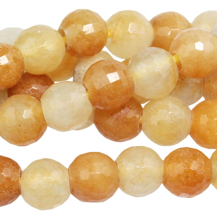 Yellow Jade 8mm Faceted Large Hole Round 8-Inch