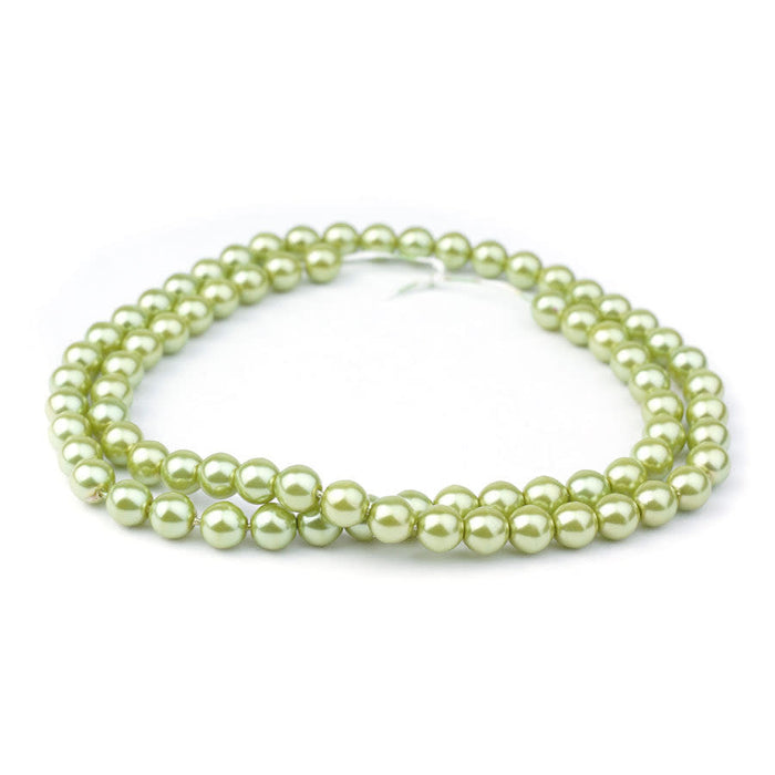 6mm Olive Pearl Coated Czech Glass Pearls Strand