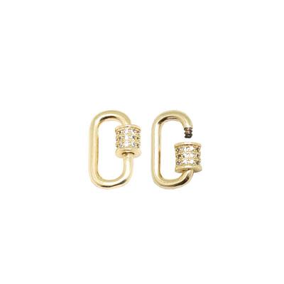 15mm Gold Plated Jewelry Carabiner with Rhinestone Lock Clasp or Pendant