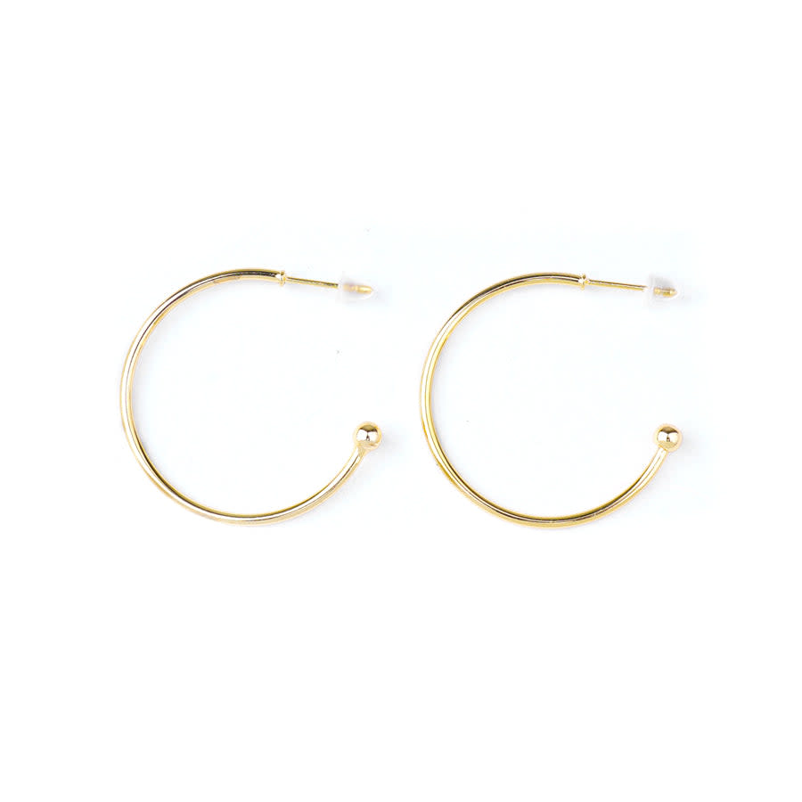 30mm Hoop Earrings with 3mm Ball in Gold Plated from the Geo Collection (1 Pair)