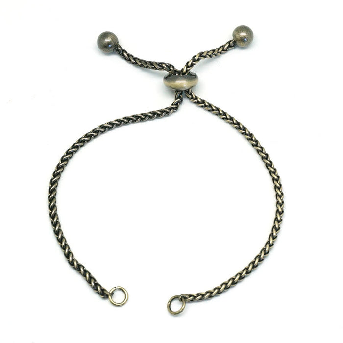 Antique Brass Adjustable Wheat Chain with Ball Ends Bracelet Sliding Clasp