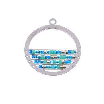 25mm Silver-Plated Stainless Steel Beadable Circle Pendant