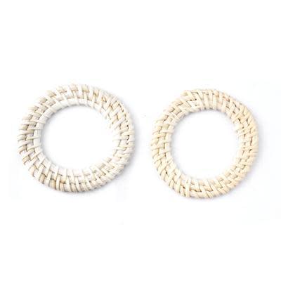 Handmade Woven Rattan Straw Oval Ring Pendant/Connector (1 Pair)