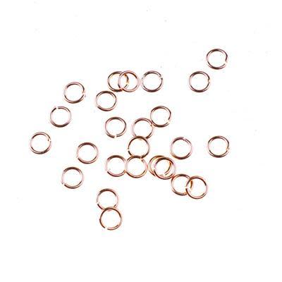 4mm Rose Gold Plated 21 Gauge Round Jump Rings (25 Pieces)
