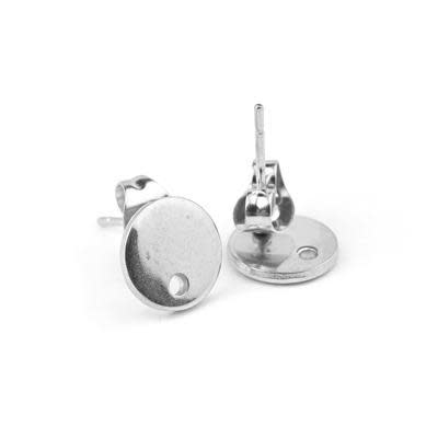 8mm Silver Plated Post Earrings (1 Pair)