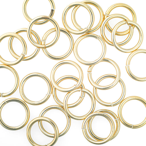 8mm Gold Plated 18 Gauge Round Jump Ring (25 Pieces)