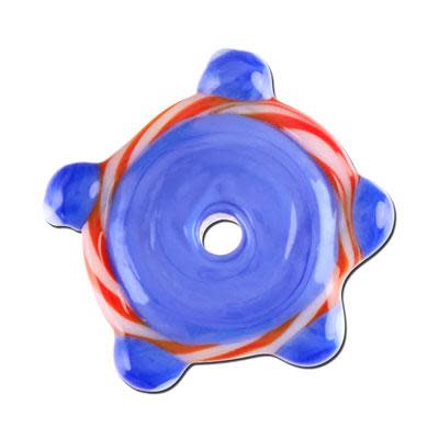 17mm Red, White and Blue Flat Disc Lampwork Glass Beads (3 Pieces)