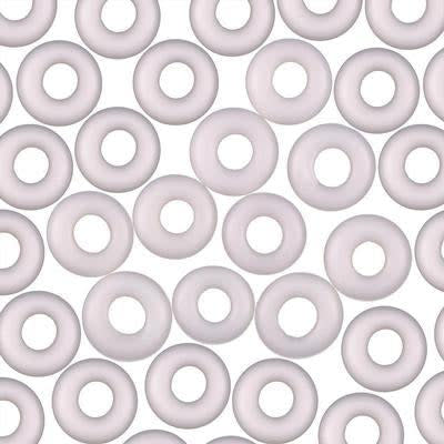 8mm Translucent White Round O-Ring Lampwork Glass Beads (10 Pieces)