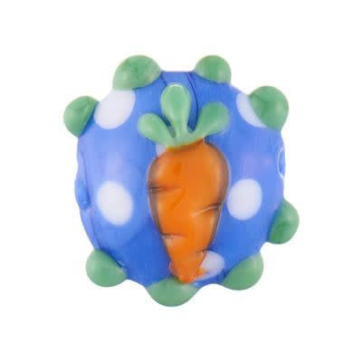 16mm Orange Carrot on Blue Lampwork Disc Beads (3 Pieces)