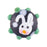 16mm Bunny on Black Lampwork Disc Beads (3 Pieces)
