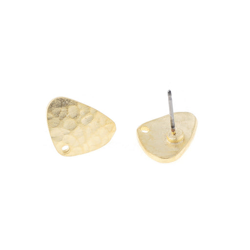 15mm Satin Gold Textured Wide Post Earrings (1 Pair)