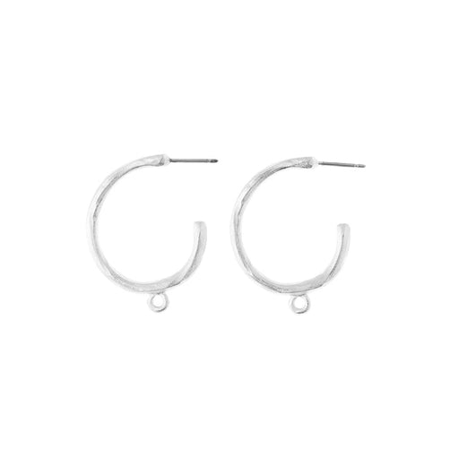 28mm Antique Silver Semi Hoop With Loop Earrings (1 Pair)