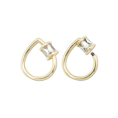 21mm Gold Plated Teardrop Jewelry Carabiner with Rhinestone Lock Clasp or Pendant