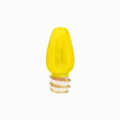 15mm Yellow Christmas Lightbulb Lampwork Glass Bead (5 Pieces)