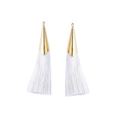 52mm Cream Tassel with Shiny Gold Cap (1 Pair)