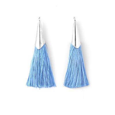 52mm Denim Blue Tassel with Shiny Silver Cap (1 Pair)