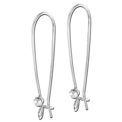 35mm Silver Kidney with Clear Rhinestone Ear Wire (1 Pair)