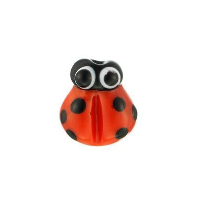 12mm Red and Black Ladybug Glass Lampwork Bead (3 Pieces)