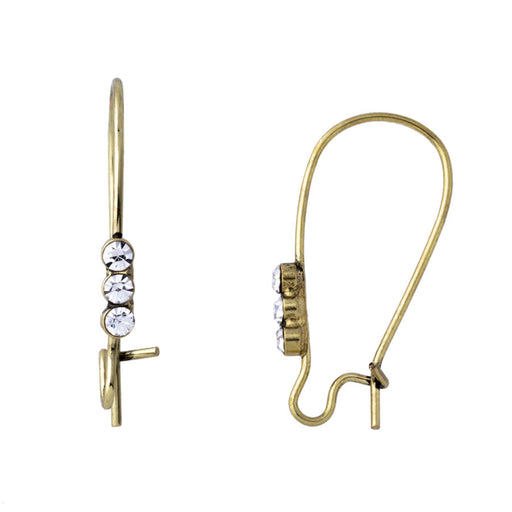 25mm Crystal Embellished Kidney Ear Wires - Antique Brass Plated Brass from the Glam Collection (1 Pair)