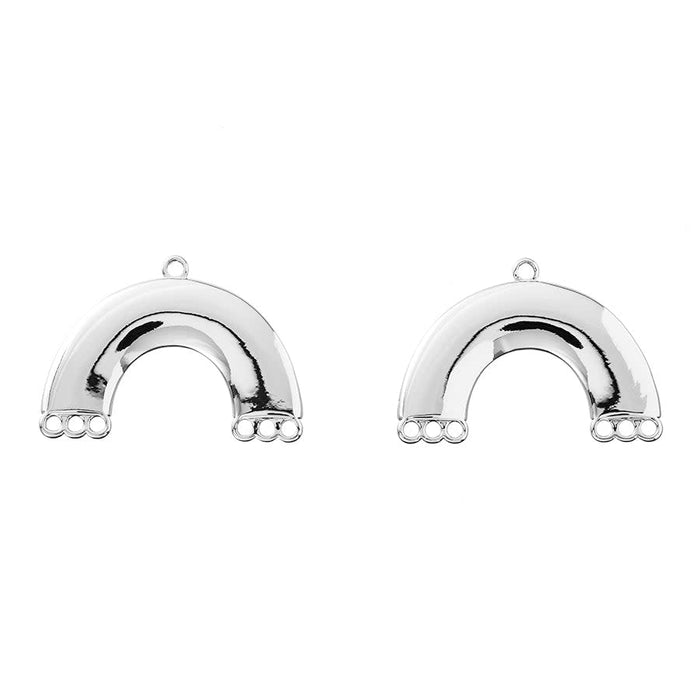 24x33mm Rhodium Plated Arched Components from the Global Collection (1 Pair)