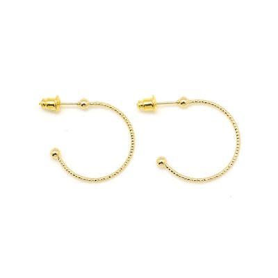 22.5mm Gold Plated Twisted Hoop Earrings with 3mm Ball (1 Pair)