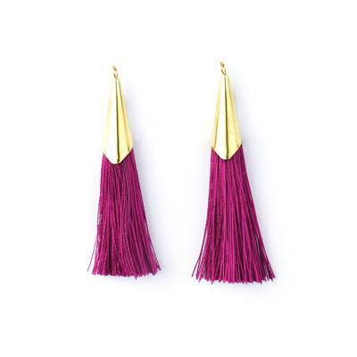 52mm Purple Tassel with Shiny Gold Cap (1 Pair)