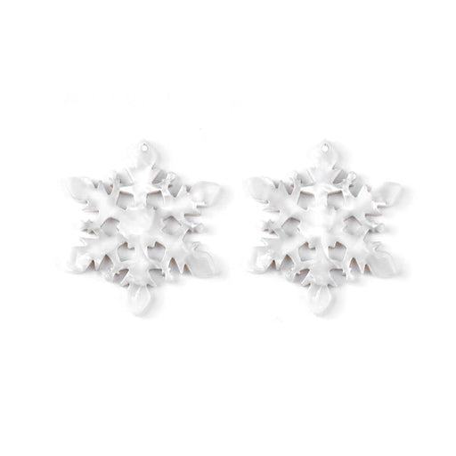 35mm Pearl Acetate Cutout Snowflake Pendant (1 Pair)