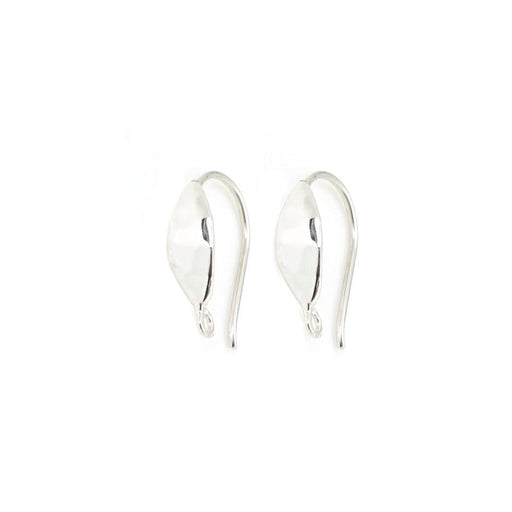 Sterling Silver Hammered Almond Shape Ear Wire with Loop by Nina Designs (1 Pair)