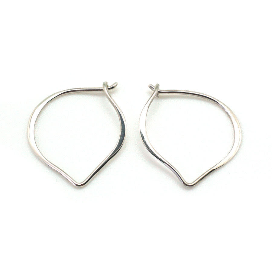 Sterling Silver Small Flat Lotus Petal Hoop Earring by Nina Designs (1 Pair)