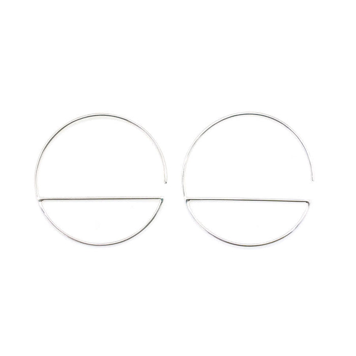 Sterling Silver Wire Horizon Line Hoop Earrings by Nina Designs (1 Pair)