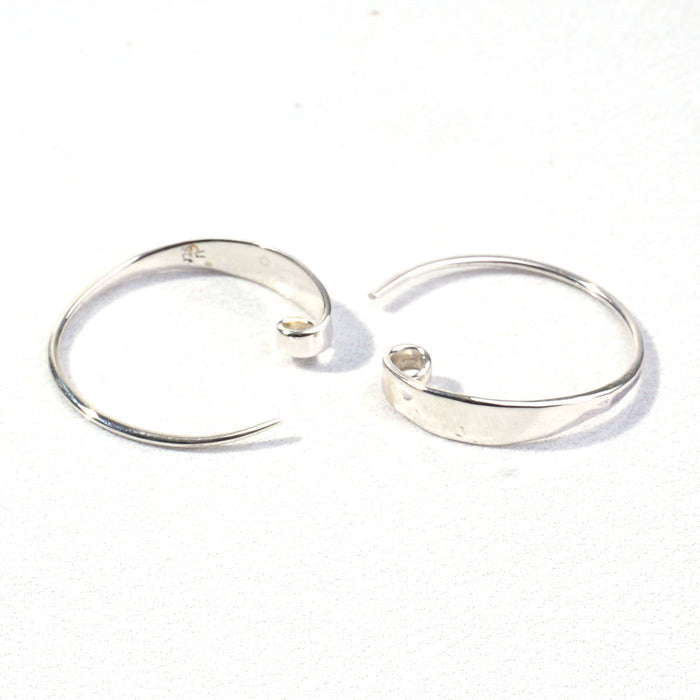 20mm Sterling Silver Hoop with Hammered Front by Nina Designs (1 Pair)