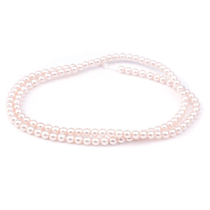 4mm Soft Pink Pearl Coated Czech Glass Pearls Strand