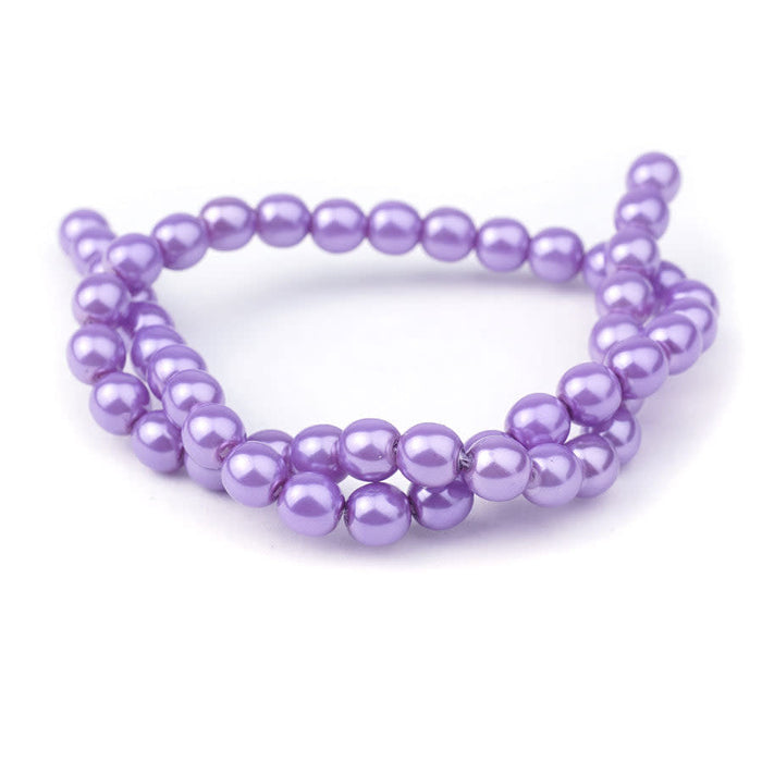 6mm Lilac Pearl Coated Czech Glass Pearls Strand