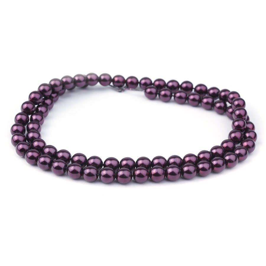 8mm Plum Pearl Coated Czech Glass Pearls Strand