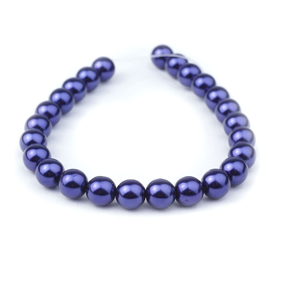 8mm Royal Purple Pearl Coated Czech Glass Pearls Strand