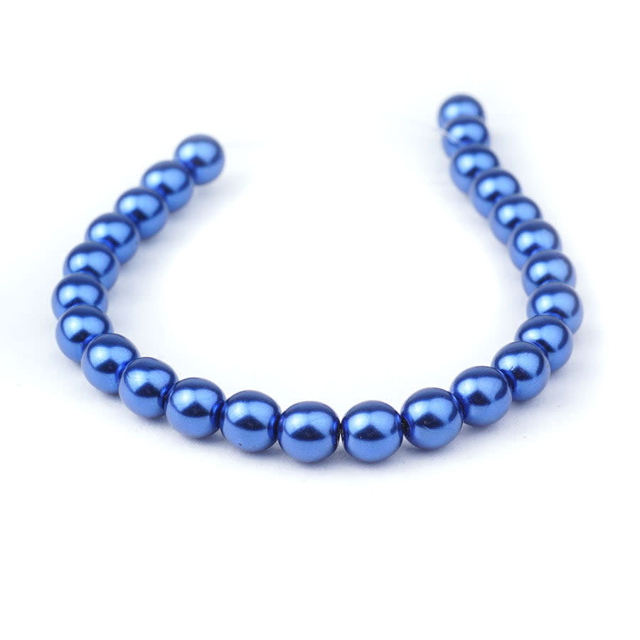 6mm Royal Blue Pearl Coated Czech Glass Pearls Strand