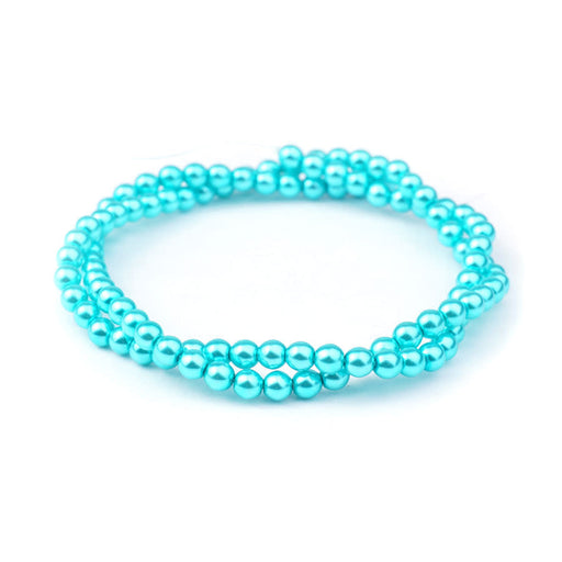 4mm Aqua Pearl Coated Czech Glass Pearls Strand