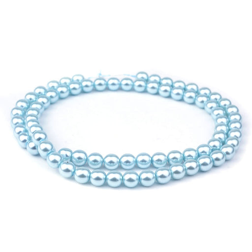 8mm Baby Blue Pearl Coated Czech Glass Pearls Strand