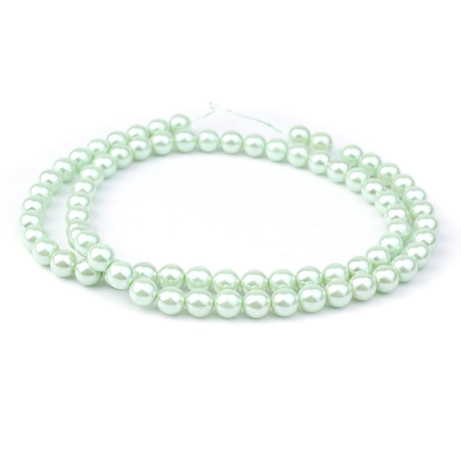 8mm Mint Pearl Coated Czech Glass Pearls Strand