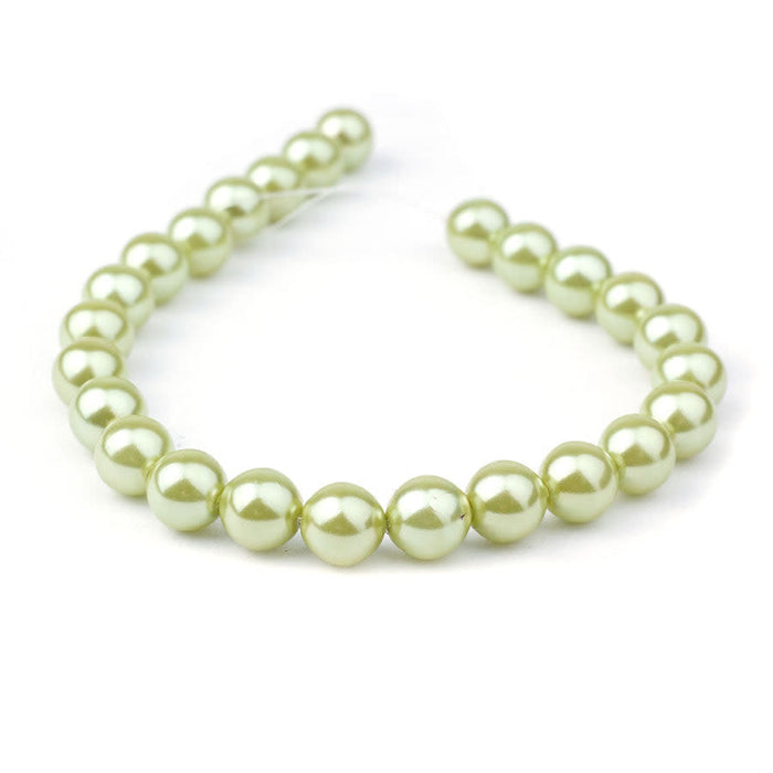 8mm Olive Pearl Coated Czech Glass Pearls Strand
