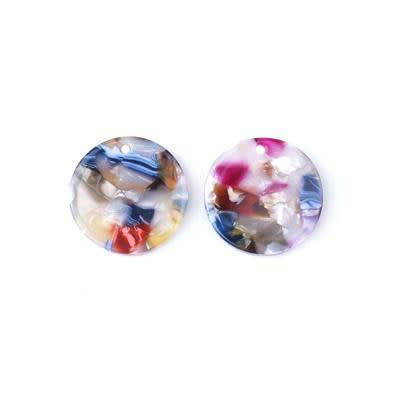 18mm Multi with White Acetate Coin Charm (1 Pair)