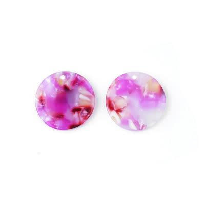 18mm Hot Pink Acetate Coin Charm (1 Pair)