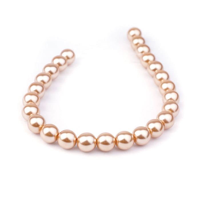 8mm Gold Pearl Coated Czech Glass Pearls Strand