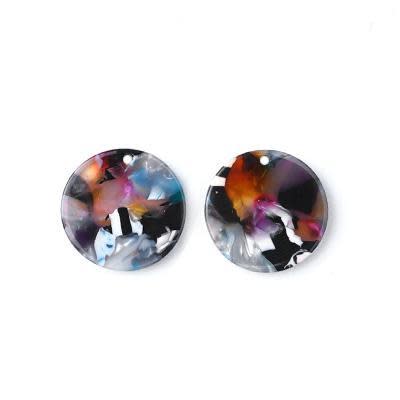 18mm Multi Color Acetate Coin Charm (1 Pair)