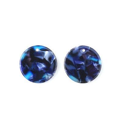 18mm Blue Acetate Coin Charm (1 Pair)