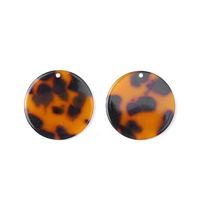 24mm Tortoise Shell Acetate Coin Charms (1 Pair)
