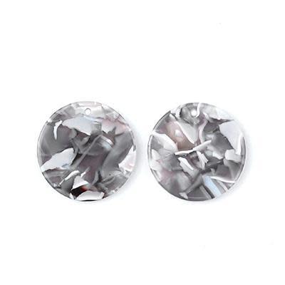24mm Grey Acetate Coin Charm (1 Pair)