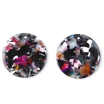 30mm Multi Color Acetate Coin Charm (1 Pair)